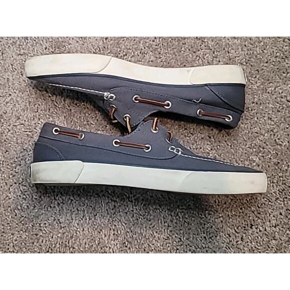 Ralph Lauren Weekend Coastal Preppy Sander Boat Shoes Men’s 10 D Blue Canvas - Picture 5 of 10